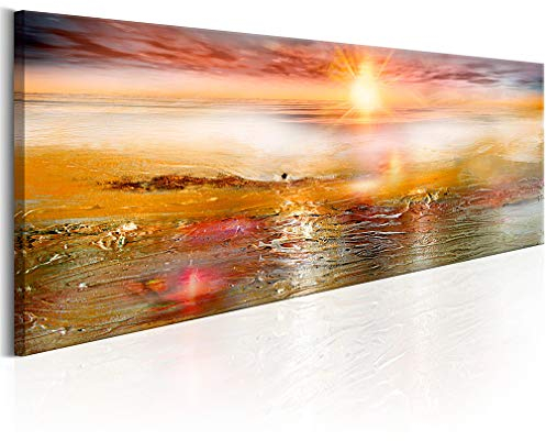 decomonkey Bilder Abstrakt 120x40 cm 1 Teilig Leinwandbilder Bild auf Leinwand Vlies Wandbild Kunstdruck Wanddeko Wand Wohnzimmer Wanddekoration Deko Sonne Kunst Sonnenuntergang