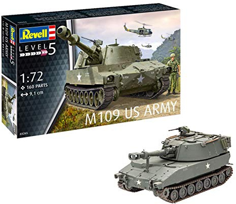 Revell 03265 Modellbausatz M109 US Army im Maßstab 1:72, Level 5