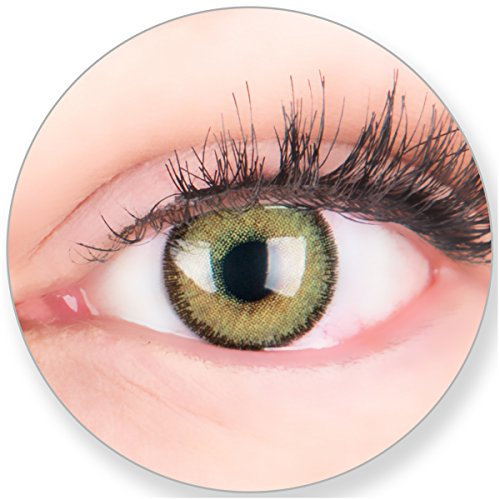 Glamlens Kontaktlinsen farbig grün ohne und mit Stärke - mit Kontaktlinsenbehälter. Sehr stark deckende natürliche grüne farbige Monatslinsen Maigrün 1 Paar weich Silikon Hydrogel-1.5 Dioptrien