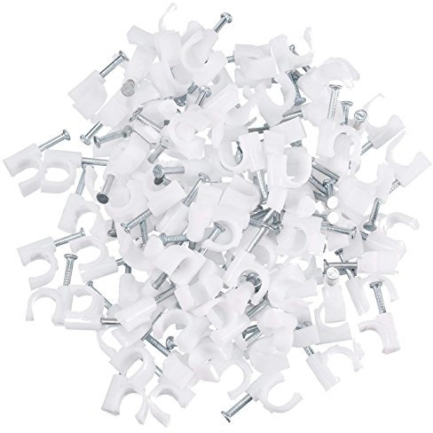 RuiLing Kabel-Clips, 12 mm Kabel-Management-Clips, Karbonstahlnägel, Kabel-Clips, Draht-Wandhalter, für Ethernet-Kabel, Koaxialkabel, 100 Stück