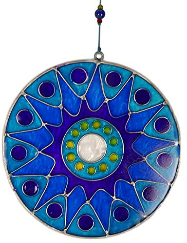 ART-CRAFT Fenster Hängedeko Sonnenfänger – Handgemachter Suncatcher für magische Lichtspiele – Fensterdeko und Gartendekon – Handbemalte Fensterdekoration - Motiv Stern blau