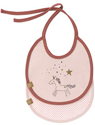 LÄSSIG Baby Lätzchen klein Sabberlätzchen zum Schnüren 2 Stk./Small Bib More Magic Horse, rosa