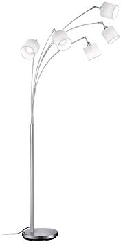 meineWunschleuchte Große 5-flammige Stehleuchte 200cm mit schwenkbaren Stoffschirmen Weiß