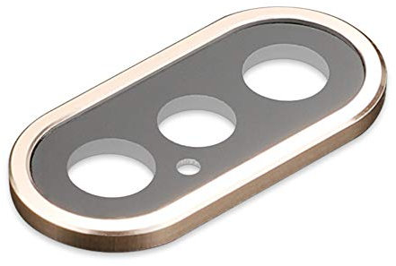 qichenlu 2X Kamera Alu Schutz Rahmen integriertes Glas Folie für iPhone XS Max, Rückseite Kamera Hinten Deckel für iPhone XS Max,Linsen Metallring (Gold) HD Gehärtetes Glas Volle Abdeckung