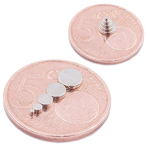 Brudazon | 25 Mini Scheiben-Magnete Set 1x1mm + 2x1mm + 3x1mm + 4x1mm + 5x1mm | N52 Neodym-Magnete ultrastark | Power-Magnet für Modellbau, Basteln | Magnetscheibe extra stark