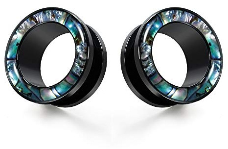 COOEAR Gauges For Ears, Surgical Steel Plugs, Flesh Stretchers Earrings, Size 2g to 1 Inch Black Screw Tunnels Piercing.