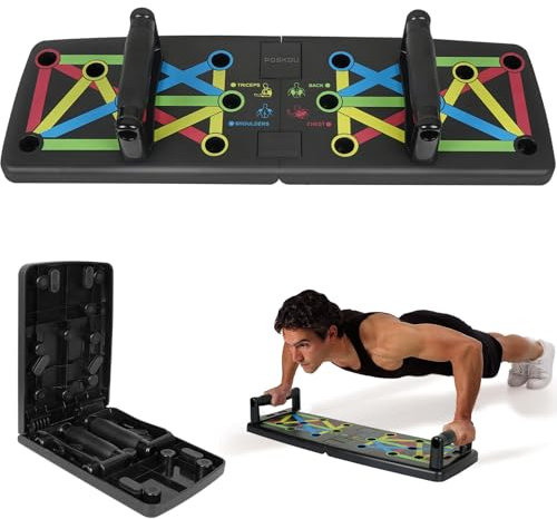 POSKOU push up board 14 en 1 système de planche à pousser, exercices de renforcement du corps, musculation sport homme, femme, entraînement à domicile, fitness