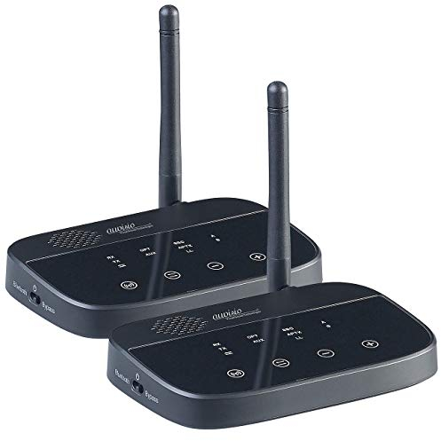 auvisio Audio Funkübertragung: 2er-Set 2in1-Audio-Sender & -Empfänger, Bluetooth 4.2, aptX (TV Funkübertragung, Audioadapter, Bluetooth, Klinke Adapter)