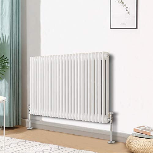 Blümme Traditional Horizontal Cast Iron Radiator Central Heating Radiators White Double Column 600 x 1190mm