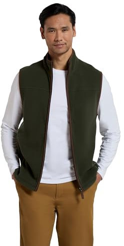 Mountain Warehouse Rove Mens Fleece Gilet - Lightweight Bodywarmer, Breathable Gilet, Antipill Microfleece, 2 Front Pockets - Best for Spring Summer, Outdoors, Walking Khaki 2XL