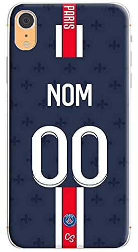 Coque Football Personnalisable Paris Domicile Saison 2021/2022 Bord Noir TPU Silicone à Personnaliser avec nom et numéro au Choix. Housse de Foot pour Smartphone personnalisée et fabriquée en France.