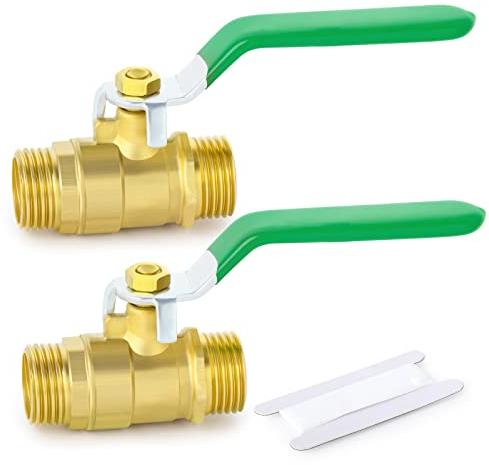 ERGAOBOY 2 piezas 1/4 BSP macho a macho válvula de bola de latón, apta para conexión de accesorios de tubería