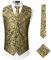 PARKLEES Klassische Herren-Weste, 3-teilig, Paisleymuster, Krawatte, Einstecktuch, Set, Hochzeit, Abschlussball, Party, Weste für Anzug oder Smoking, gold, L