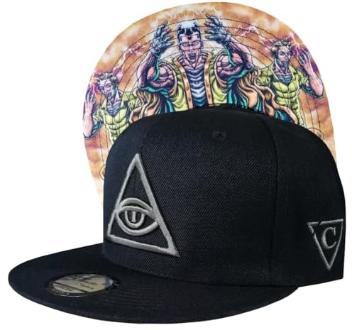 Capiche [99+ Designs] Schwarzer Snapback Hut für Männer, Telepathy, Mützen, Herren Mütze, Cap Snapback, Anime Cap, Magiegrafik, Gedankenkontrolle, Übernatürlich, Gaming Hut