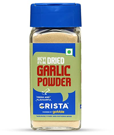 CRISTA Polvere d'aglio disidratata | 100% pura polvere Lehsun | Pronto all'uso | Farm Fresh | Senza aggiunta di colori, riempitivi, additivi e conservanti | 45 g
