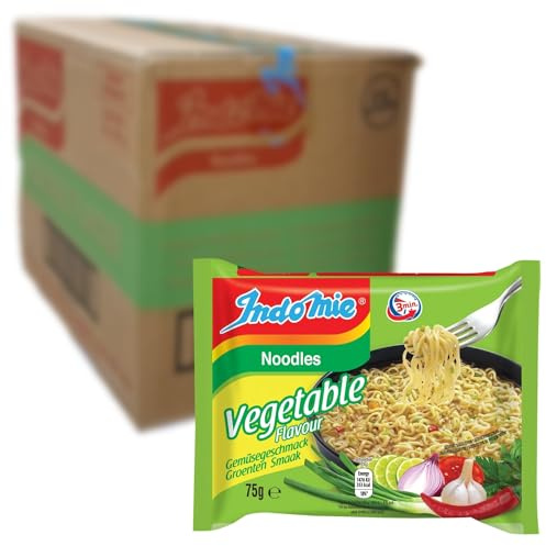 INDOMIE - Instant Nudeln Vegatarisch - Multipack (40 X 75 GR) | Authentische indonesische Instant-Nudelsuppe, ideal für schnelle Mahlzeiten, weltweit beliebtes Qualitätsprodukt