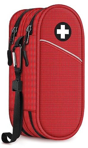 SITHON EpiPen Medical Tragetasche, tragbare Doppelschicht Notfalltasche Isolierte Medikament Tasche Organizer für 2 EpiPens, Asthma-Inhalator, Anti-Histamin, Auvi-Q, Allergy Medicine Essentials