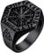 FaithHeart schwarz Siegelring mit Kompass Symbol Retro Viking Style Fingerring mit Rune Skandinavischer Fingerring in Größe 64.6 für Geburtstag Weihnachten