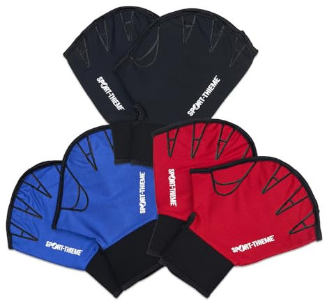 Sport-Thieme Aquafitness-Handschuhe aus Neopren | Geschlossene Schwimmhandschuhe für Aquafitness, Aquajogging, Wassergymnastik | In S, M, L | Blau, Rot, Schwarz