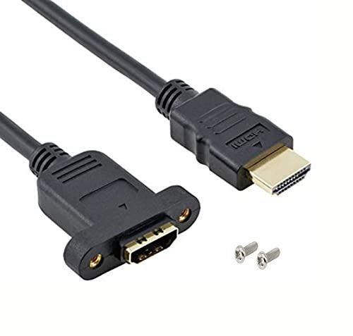 Halokny Panel Mount HDMI Extension Cable High Speed HDMI Male to Female Extension Cable with Screw Nut Support 4K Resolution for Blu Ray Player, 3D TV, Roku, Xbox360,Black (3.3FT/1M)