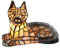 Clayre & Eef Tiffany Tischlampe Hund 25x13x17 cm Braun Glas Schreibtischlampe Tiffany