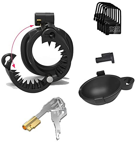 Kuaecr BDSM Harz 3D Peniskäfig Set mit 4 Penis Ringen Herren mit Spikes,Keuschheitsgürtel der Männer CBT Sklave Penis Folter Extreme Bondage SM Sexspielzeug FüR Mann (Bogenring)