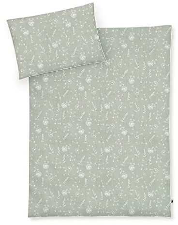 Home4You Baby-Bettwäsche - Grün - Beige - Bio-Baumwolle - 100 x 135 cm - mit Reißverschluss