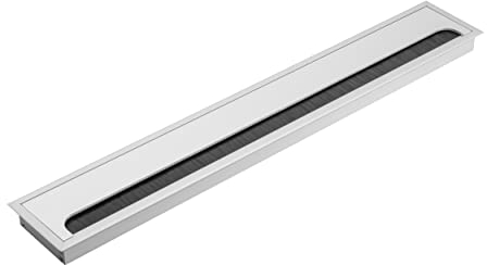 GTV - Kabeltülle Merida - Kabeldurchführung mit Öffnungsdeckel - Kabeldurchlass Rechteckig Kabelorganisation für Möbel Kabeldurchlass/für die Installation in der Arbeitsplatte / 80x500mm / Silber