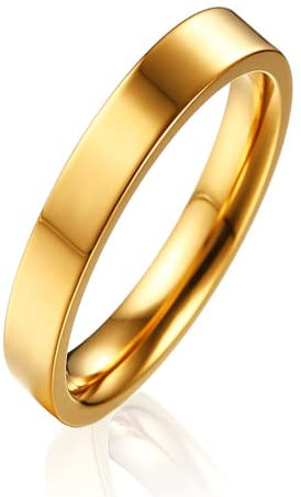 AURSTORE Schmuck Ring Mann Frau Ring Edelstahl Verlobung Hochzeit 4mm Größe nach Wahl 51-72 (gold, 51(16.2))