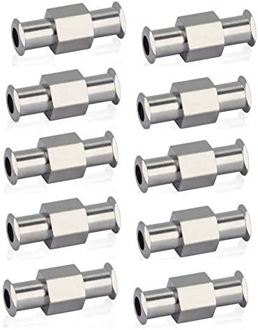 Nicfaky 10 Stück Luer-Koppler Spritze Metallverbinder Doppelgelenk Adapter Luer Lock Kupplung für pneumatische Teile