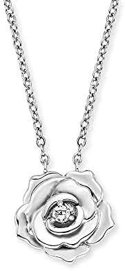 Engelsrufer Damen Halskette Rose Garden aus Sterling Silber mit Rosen Anhänger und Zirkonia - Karabinerverschluss - in zwei Längen verstellbar - nickelfrei