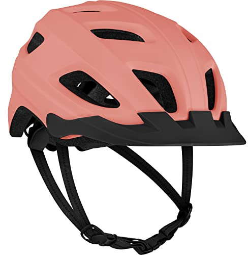 Retrospec Lennon Bike Helmet with LED Safety Light Adjustable Dial & Removable Visor - Adjustable Bicycle Helmet for Adult Men & Women - Matte Melon One Size