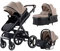YAZOCO Kompakter 3 in 1Kinderwagen Anstout Terrain Luxus Hohe Landschaft Vierfacher Kinderwagen 0-36kg Faltbarer Gehstock Baby Kinderwagen Komfort Autositz Zubehör (Khaki)