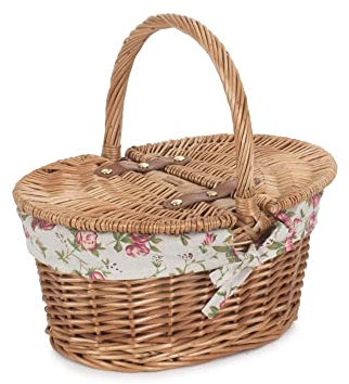 Red Hamper EH103R Picknickkorb mit Rosenfutter, leicht, gedämpftes Finish, oval, Weidenkorb