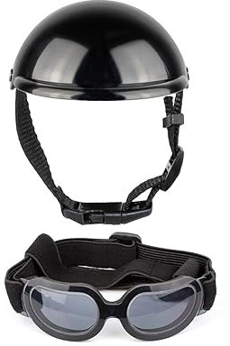 Taicols Casco per animali domestici, antivento, Occhiali anti UV per cani con per cani di taglia piccola/media (nero)