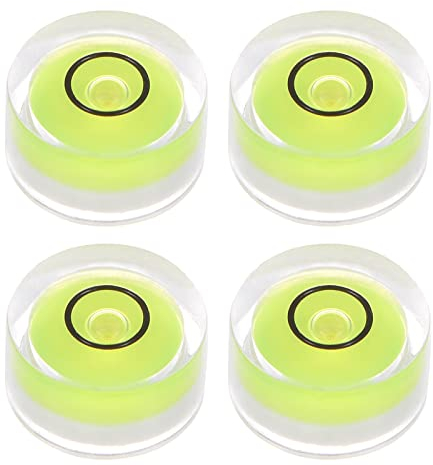 sourcing map 4 Stück Wasserwaagen mit Runde Blasen 12x6mm Mini Kreisförmige Bullseye Wasserwaage für Nivellierung Kamera Stativ Teleskop Workshop Drehscheibe Limone