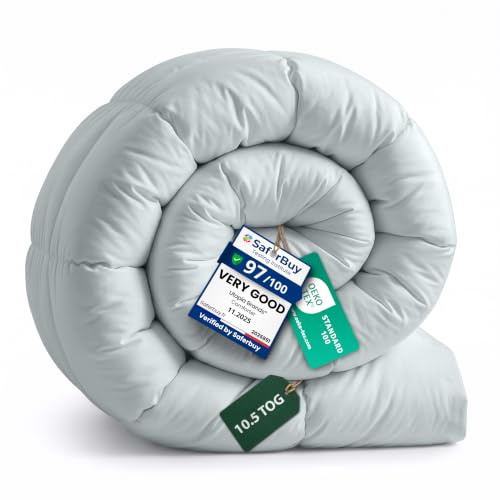Utopia Bedding Coverless Double Duvet, 10.5 Tog Box Stitched, Light Grey | Soft Touch Microfiber Filled Comforter, Box Stitched Duvet with Corner Tabs, Machine Washable for Lasting Comfort