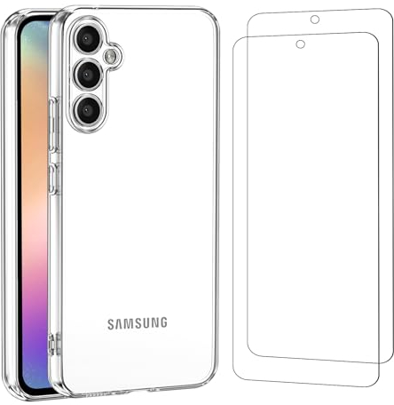 NEW'C Coque pour Samsung Galaxy A54 5G Ultra Transparente Silicone en Gel TPU Souple et 2 × Verre trempé pour Samsung Galaxy A54 5G Film Protection écran