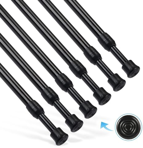 Goowin 6 Stück Teleskopstange, 55-90cm Spannstange ohne Bohren, rostfreie Feder, verstellbare Spannstange für Schrank, Küche, Schrank, Kleiderschrank, Bücherregal (schwarz)