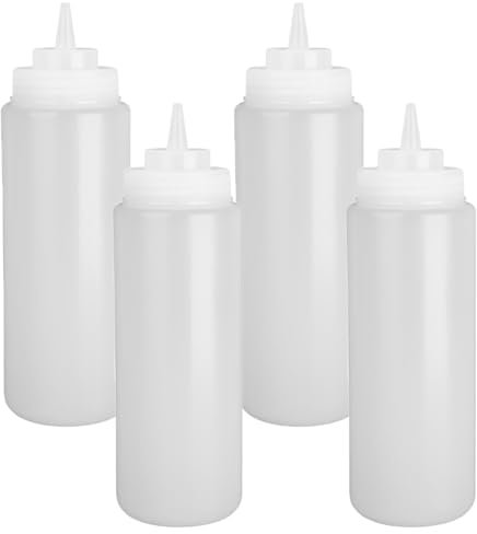 Vogue Clear Wide Neck Squeeze Sauce Bottle 32oz (Pack of 4)