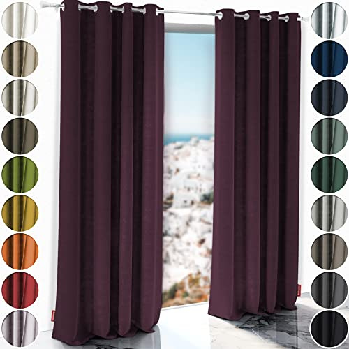 Schuette® Verdunkelungs-Vorhang Gardine mit Ösen ● Millenium Velvet: Plum (Violett) ● 210x130 cm Höhe x Breite (1 Stück) ● Knitterfrei Pflegeleicht Thermo Blickdicht & stark Abdunkelnd