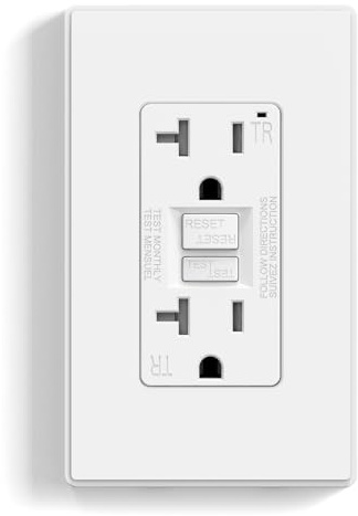 ELEGRP GFCI Outlet 20 Amp, Self-Test GFI Electrical Outlet with Thinner Design, TR Tamper Resistant GFCI Receptacle, Ground Fault Circuit Interrupters with Wall Plate, UL Listed, Matte White, 1 Pack