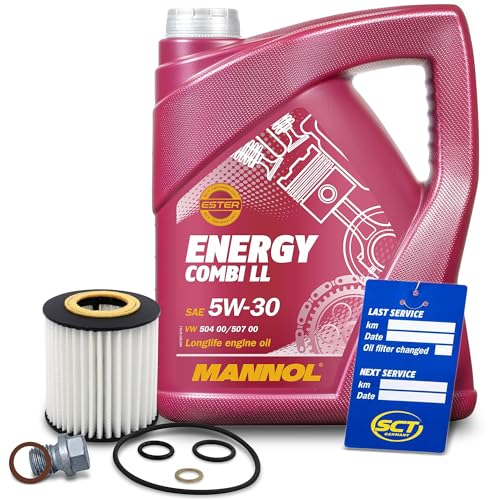 ATEC Germany Inspektionspaket Filterset mit 1x ATEC Ölfilter; 5l Motoröl 5W-30 MANNOL Energy Combi LL; Kompatibel mit BMW X3 (E83), 3er (E46 (E9_), 1er (E8_), Z4 (E85), 5er (E60) (E61), X1er (E84)