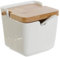 Azucarero de porcelana blanco con tapa de bambu estilo nordico (Azucarero)