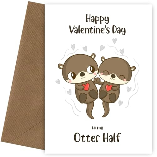 Otter Valentinstagskarte für Sie oder Ihn - Die perfekte Otter-Halbkarte für Ihre Frau, Freundin, Ehemann, Freund Happy Valentine's Day