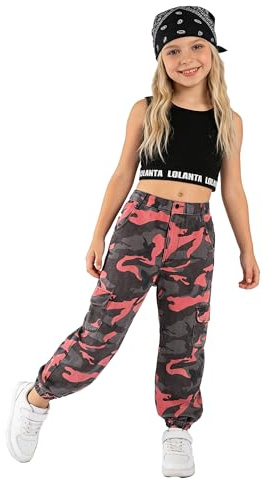 LOLANTA 2 piezas Niñas Trajes de Hip Hop, Chicas Camiseta, Pantalones de Chándal Conjunto de Ropa, Rosa Polvoriento, 8-9 años, 140