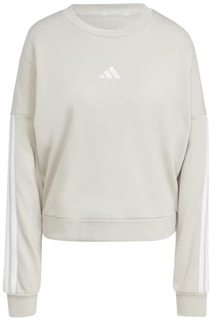 adidas Mujer Essentials 3-Stripes French Terry Sweatshirt, Wonder Alumina/White, S