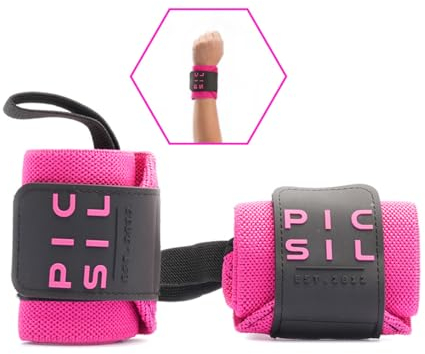 PICSIL Handgelenkschoner für Crosstraining, Starke Handgelenkstütze mit Daumenschlaufe, Flexibles Band aus Stretch-Baumwolle, ideal für Gewichtheben, Boxen, Training (Rosa)