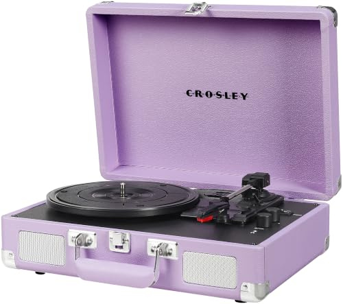 Crosley CR8005F-LN Cruiser Plus Vintage 3-Speed Bluetooth in/Out Suitcase Vinyl Record Player Turntable, Lavender