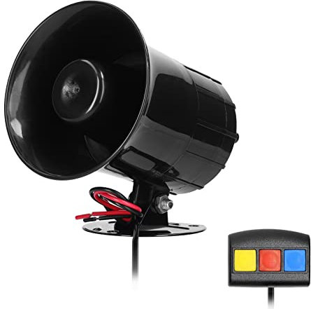 HUIOP Haut-Parleur À Pavillon Électrique,Klaxon De Voiture 3 Tons 110Db Klaxon Électrique Haut-Parleur Alarme De Sécurité 12.0V Avec Contrôleur Pour Voiture Bateau Camion